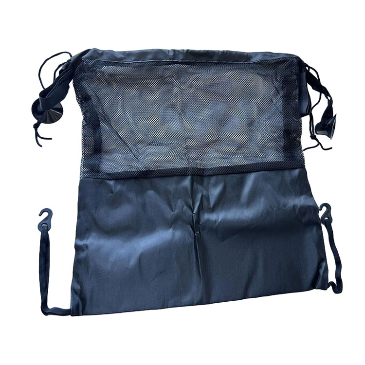 Sac organisateur en maille pour poussette avec ventouse noire